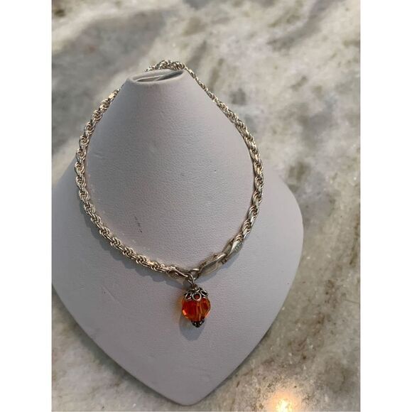 Handmade Jewelry - .925 Sterling Silver Rope Bracelet with Austria Crystal